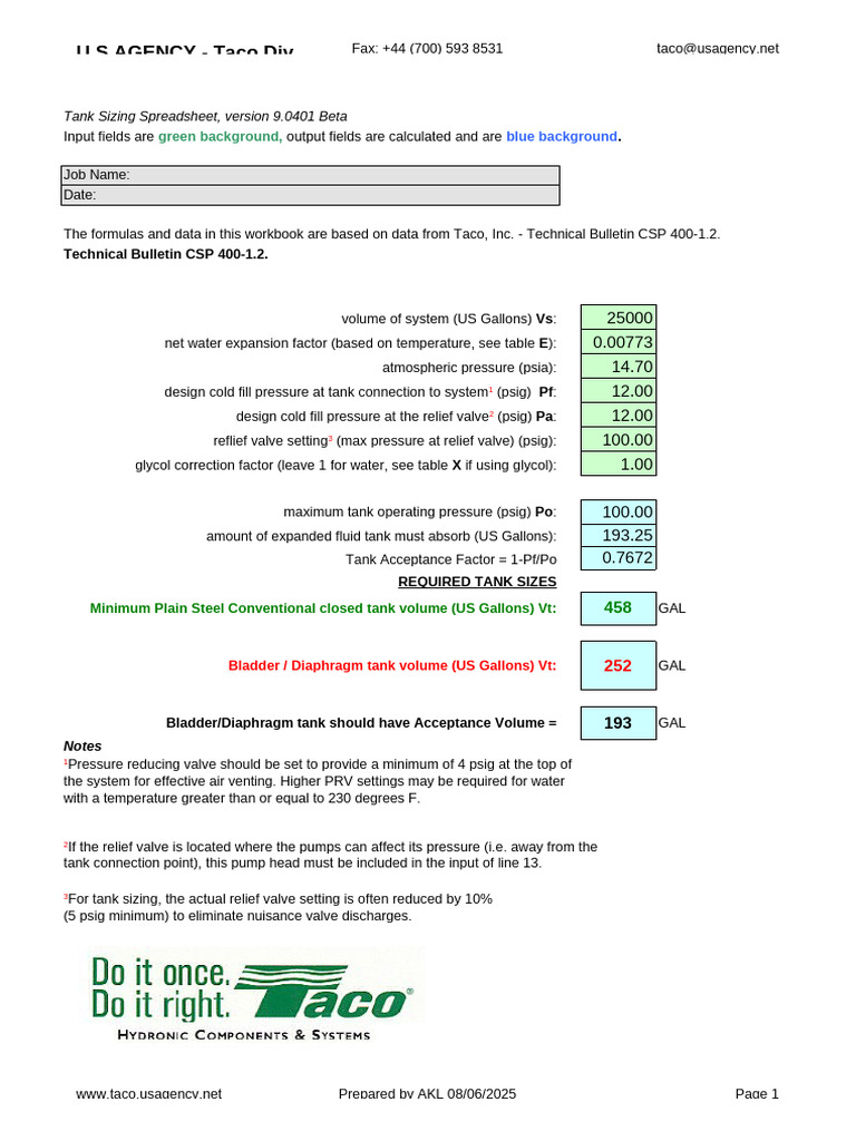 Expansion Tank Calculations With Tables | PDF | Pressure | Valve