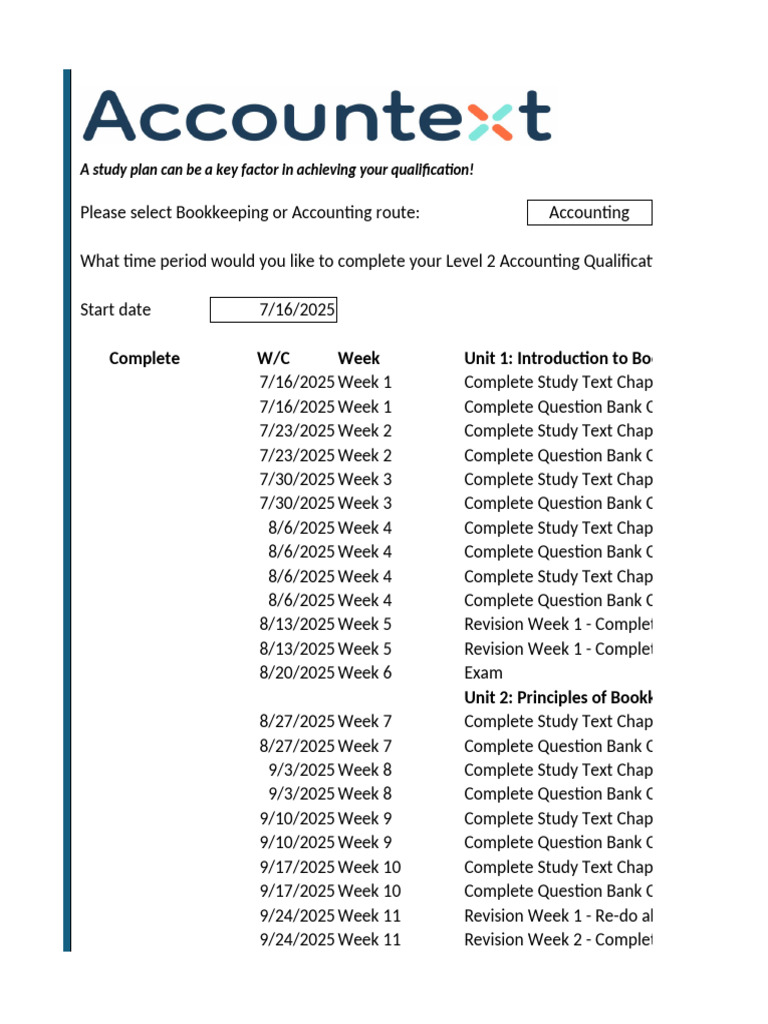 AAT Level 2 Study Planner Guide | PDF | Bookkeeping | Business Economics