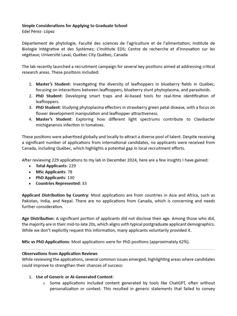 Graduate School Application Tips | PDF