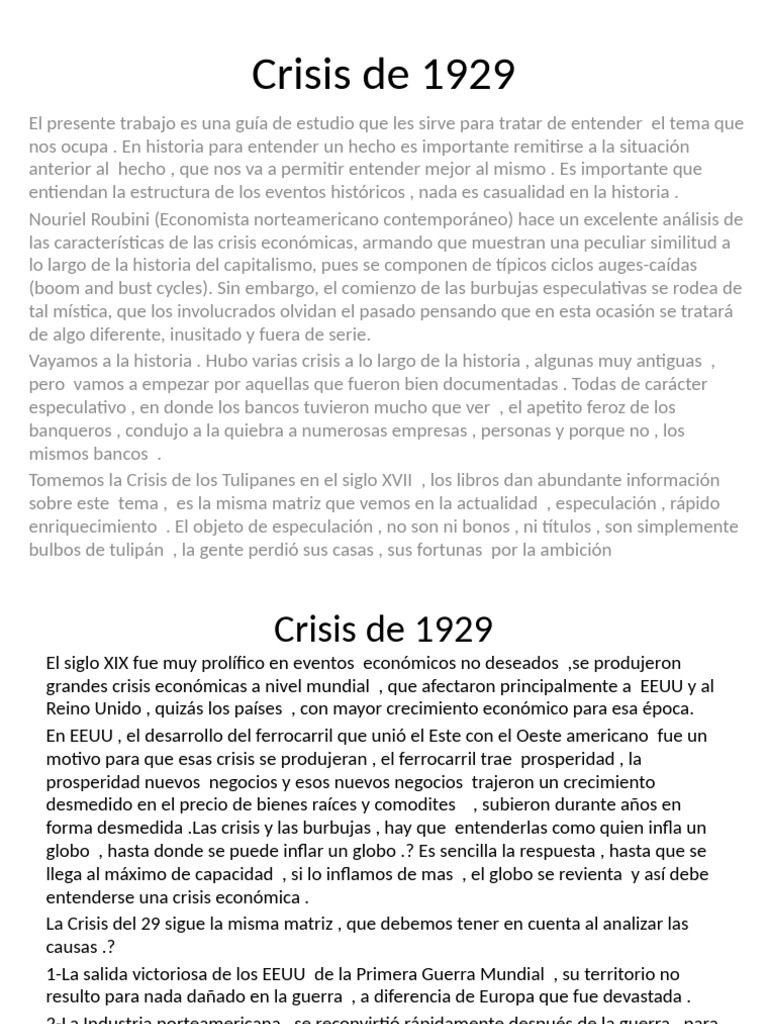 Crisis de 1929 | PDF | Gran depresion | Compartir (Finanzas)