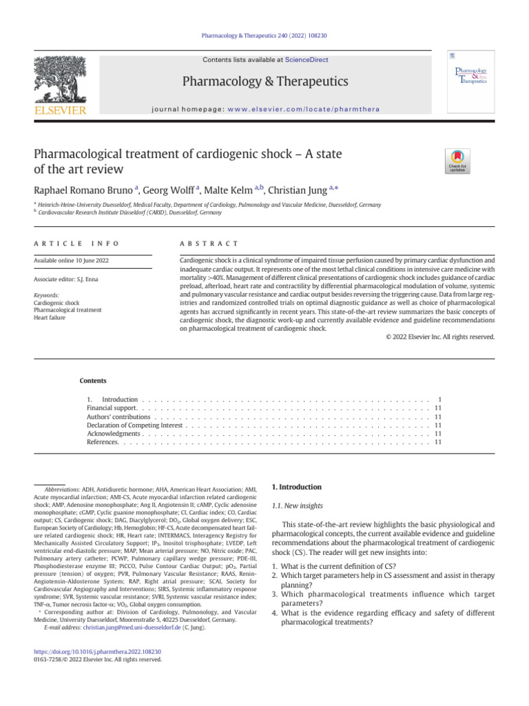 Pharmacological Approaches to Cardiogenic Shock | PDF | Heart Failure ...