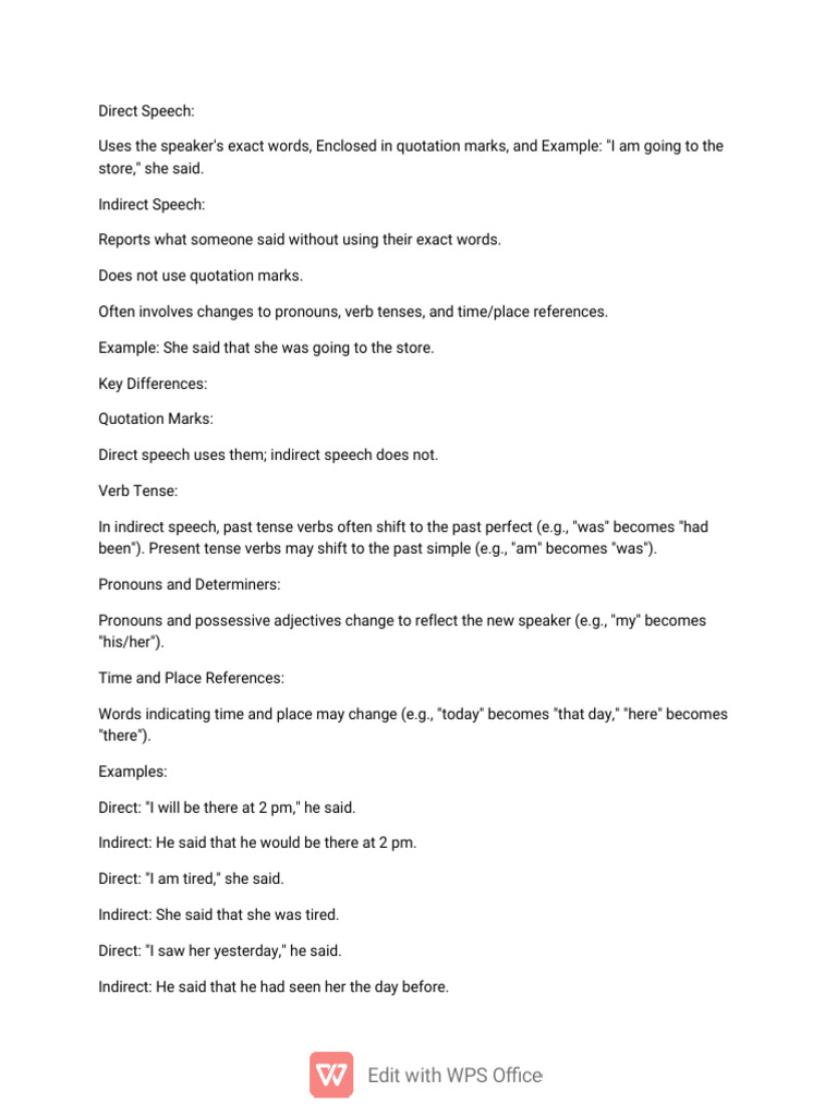 Follow Direct and Indirect Speech | PDF