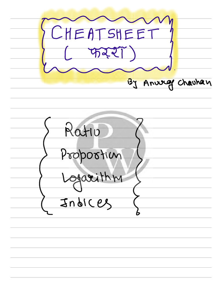 Ratio and Proportion, Indices, Logarithm - Handwritten Notes | PDF