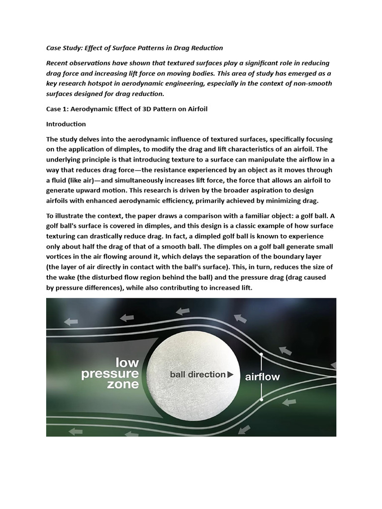 Dimpled Surfaces for Drag Reduction | PDF | Lift (Force) | Drag (Physics)