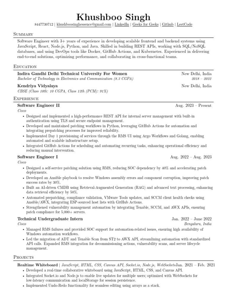 Software Engineer Profile: Skills & Experience | PDF | Java Script ...