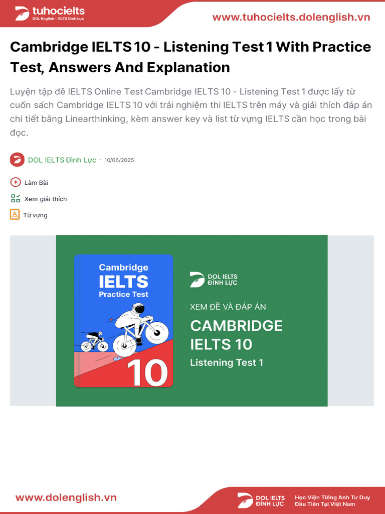 Cambridge 10 Listening Test 1 Guide | PDF | Salmon | Bears