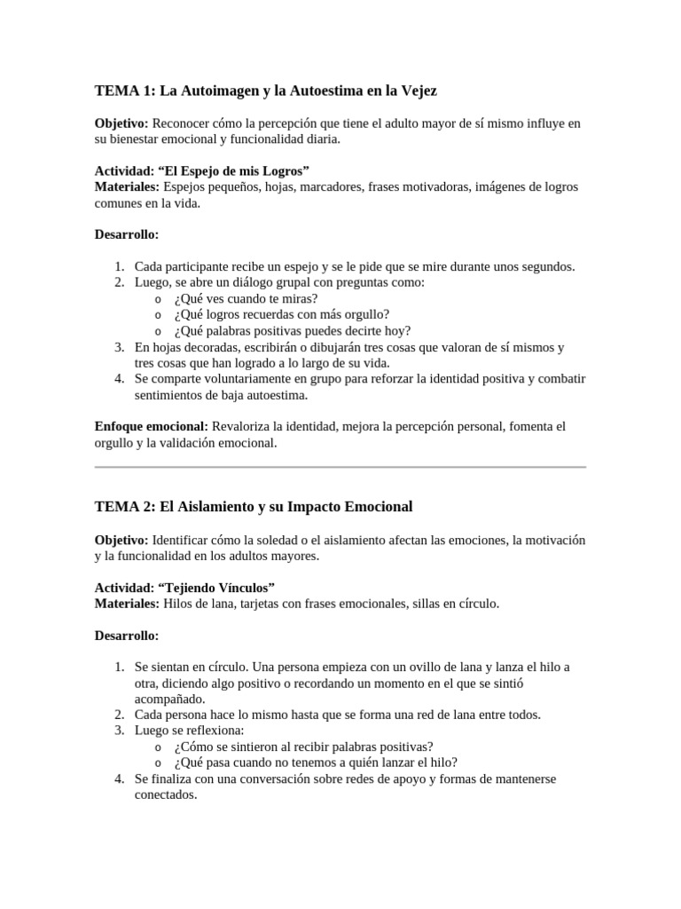Autoimagen y Aislamiento en Adultos Mayores | PDF | Las emociones | Vejez