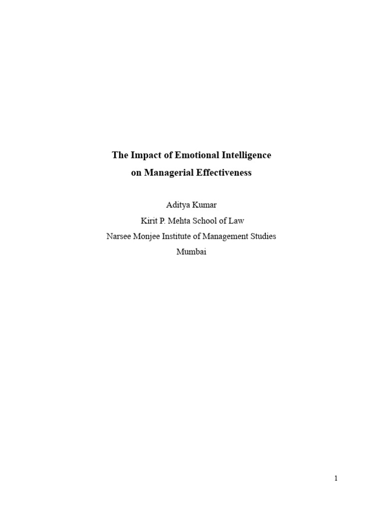 Emotional Intelligence in Management | PDF | Emotional Intelligence ...