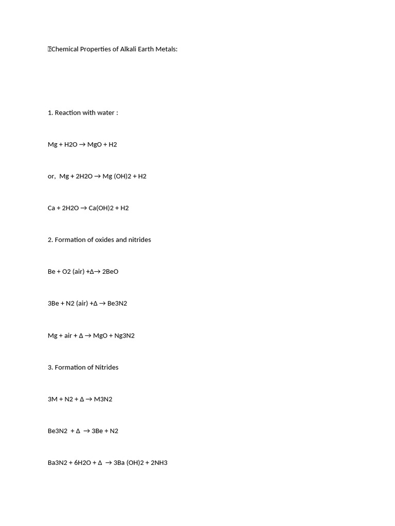 Chemical Properties of Alkaline Earth Metals | PDF | Hydroxide | Aluminium