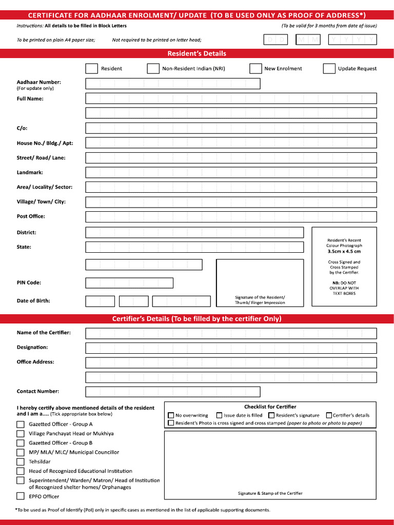 Adhara Update Form | PDF