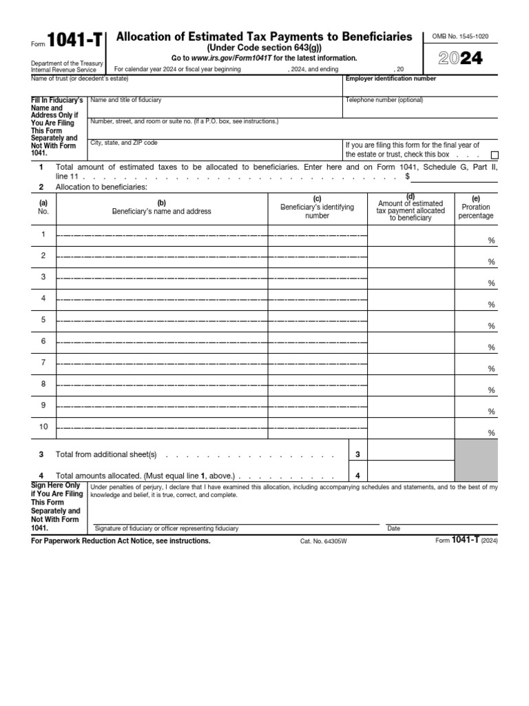 Allocation of Estimated Tax Payments To Beneficiaries: (Under Code ...