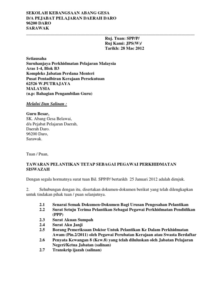 Contoh Surat Iringan Spp