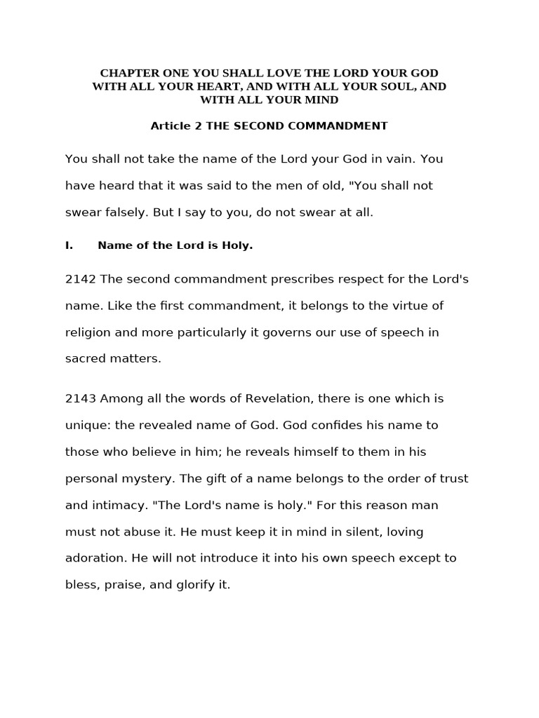 The Second Commandment 2 | PDF | Oath | Theology
