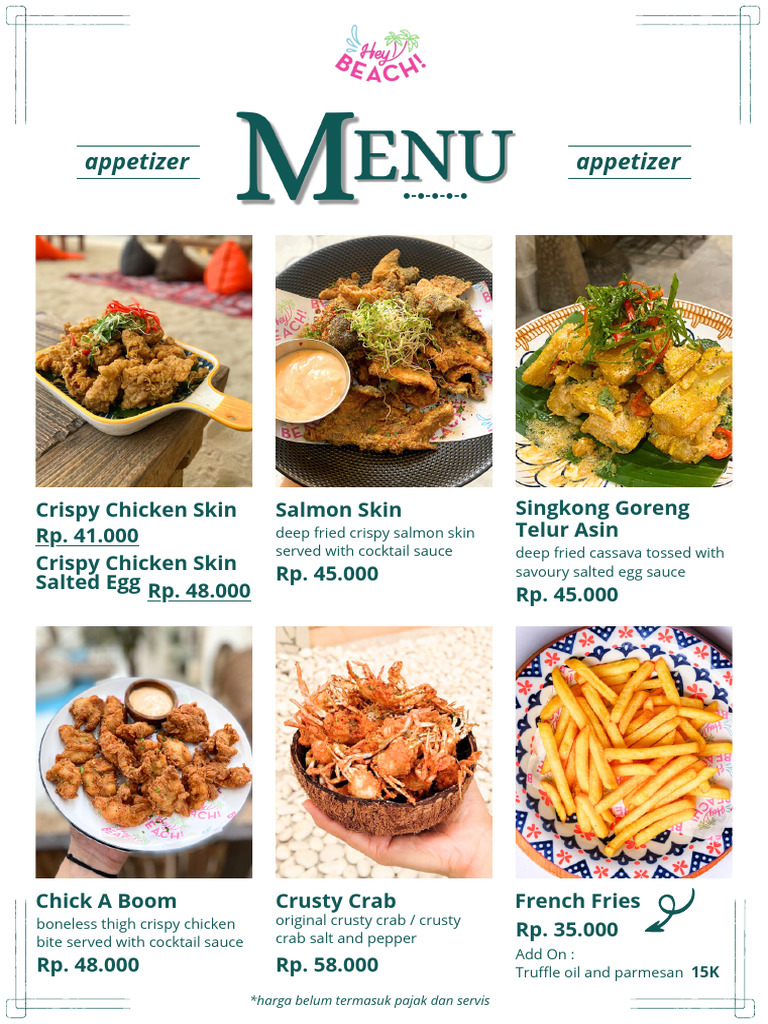 Hey Beach Gading Serpong Menu Overview | PDF | Martini (Cocktail) | Cuisine