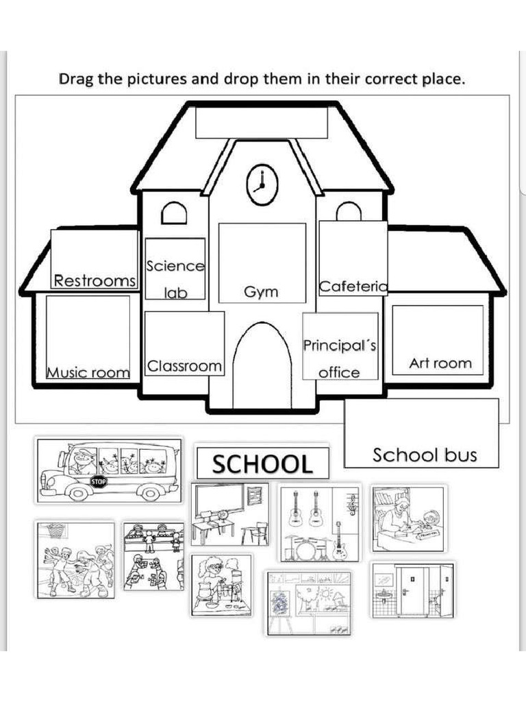 Partes de La Escuela Colorear. Recortar Las Partes y Pegarlas Donde ...