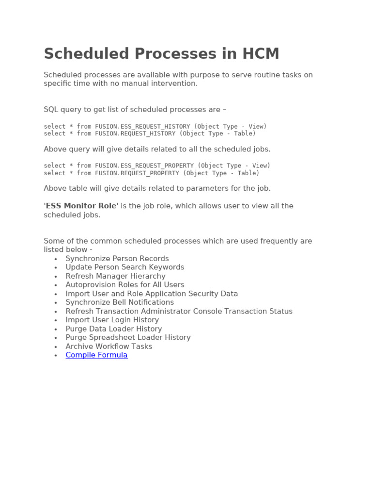 ESS Scheduled Processes Overview | PDF