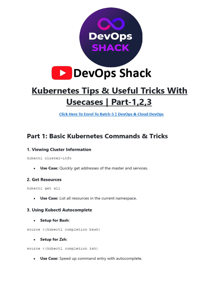 Essential Kubernetes Commands for DevOps | PDF | Software | Computer ...