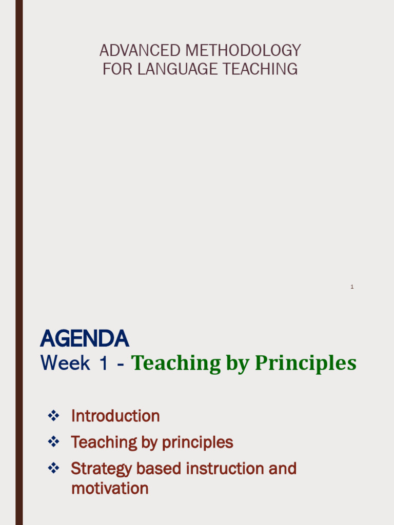 Week 1 - Principles of Language Teaching - For Teaching | PDF | English ...