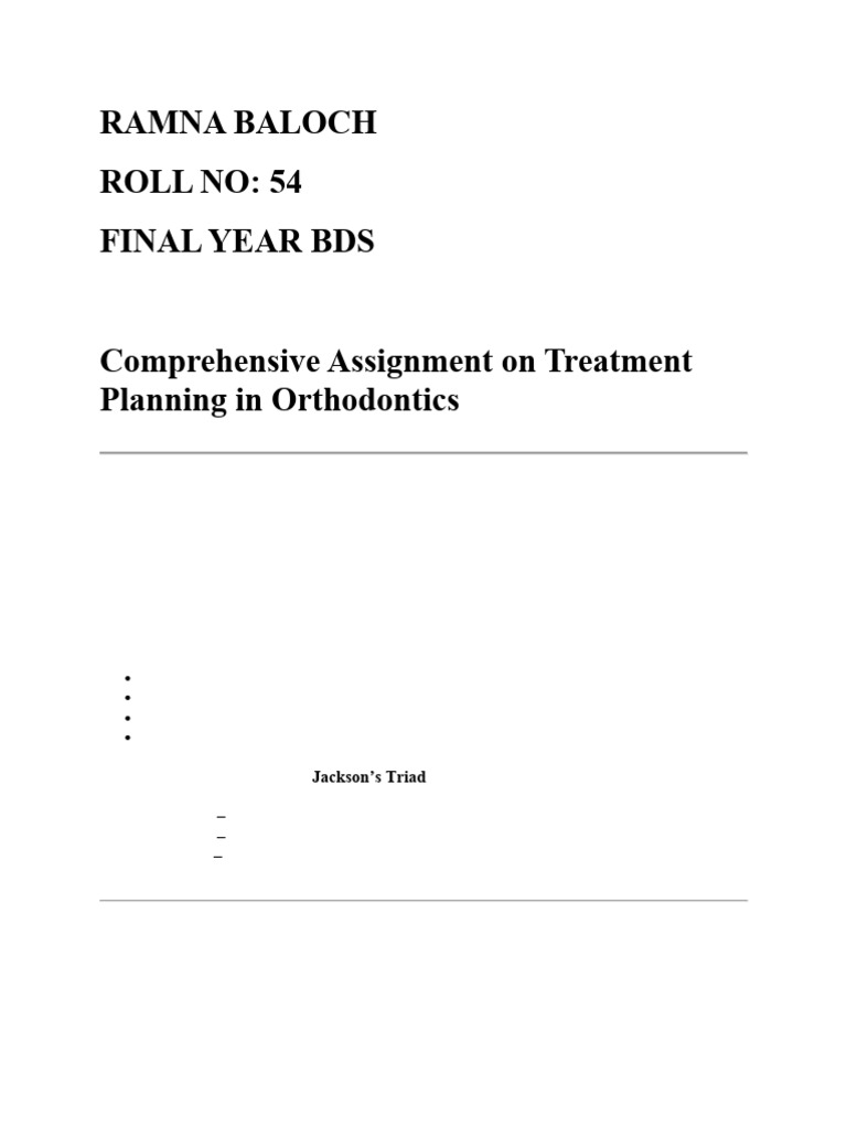 Orthodontic Treatment Planning Guide | PDF | Orthodontics | Dentistry