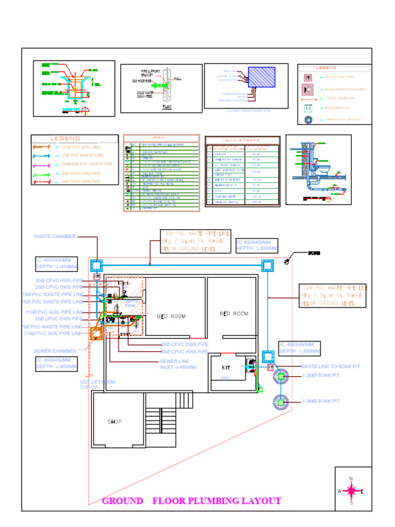 Ground Floor Plumbing Layout - 24-5-25-Model | PDF | Waste Treatment ...