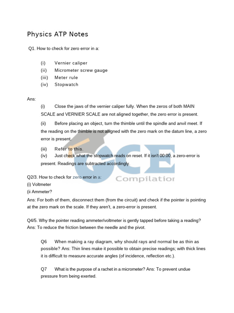 O Level-Physics-ATP-Notes | PDF