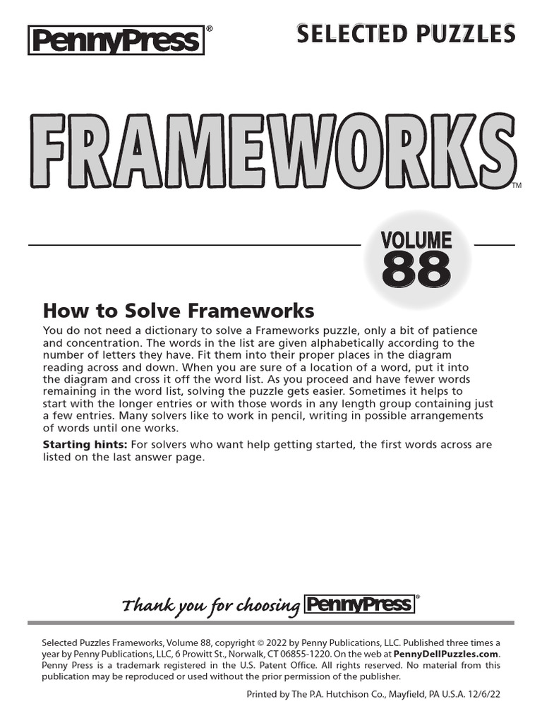 Print N Solve Books Frameworks FRMFL Vol88 | PDF