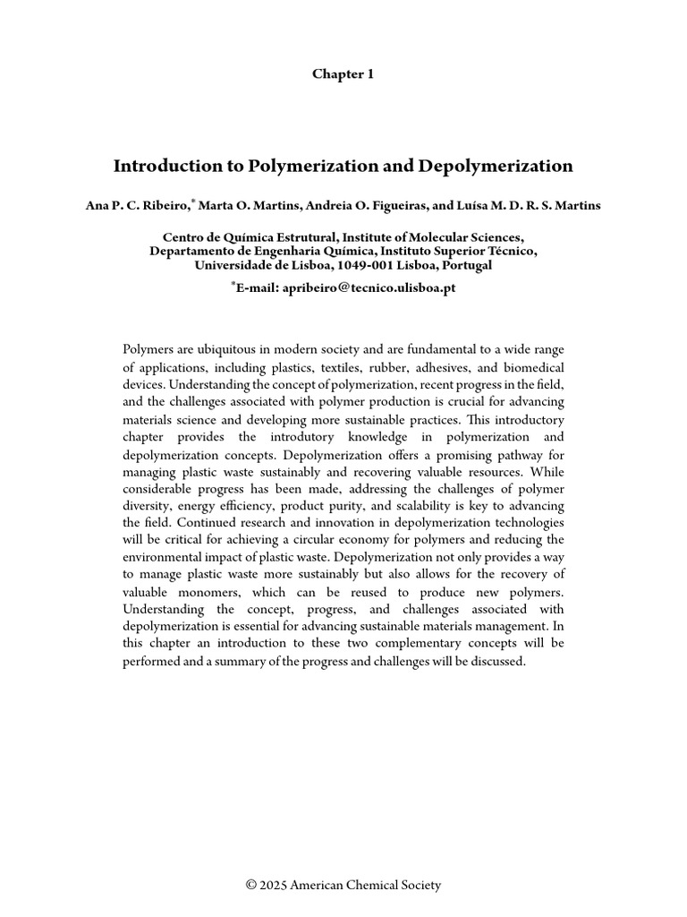 Polymerization and Depolymerization Basics | PDF | Polymerization ...