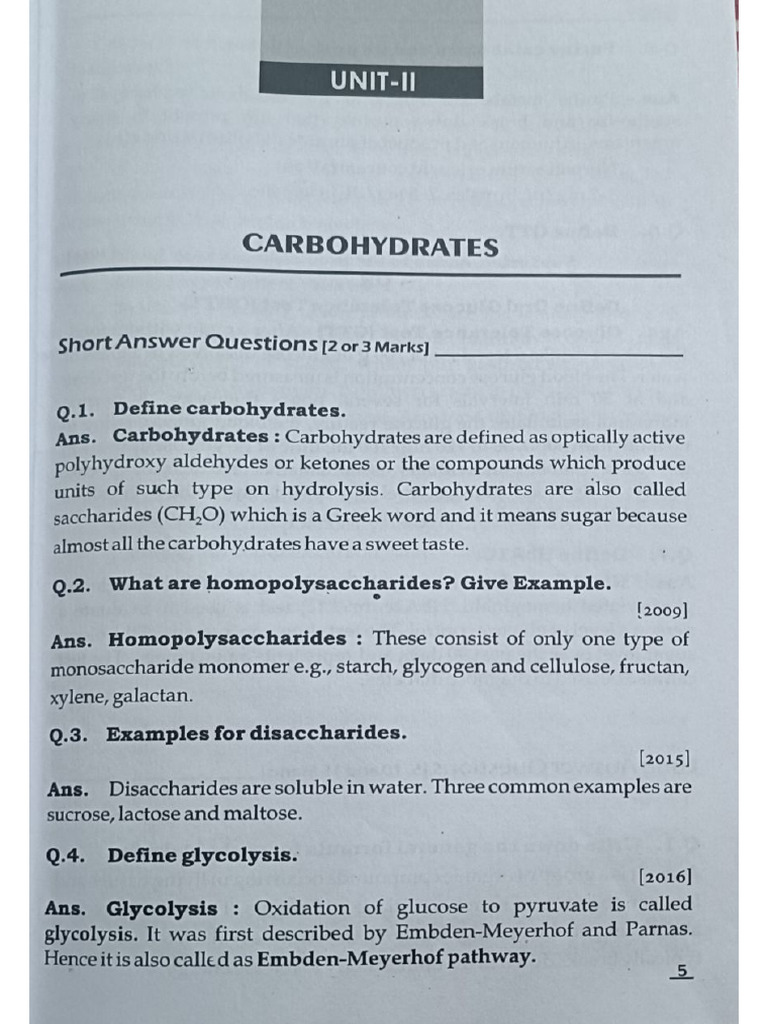Unit 2 Carbohydrates Biochemistry Pdf