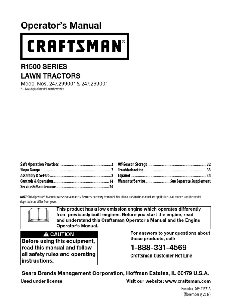 R1500 Riding Mower Operator Manual | PDF | Screw | Tractor