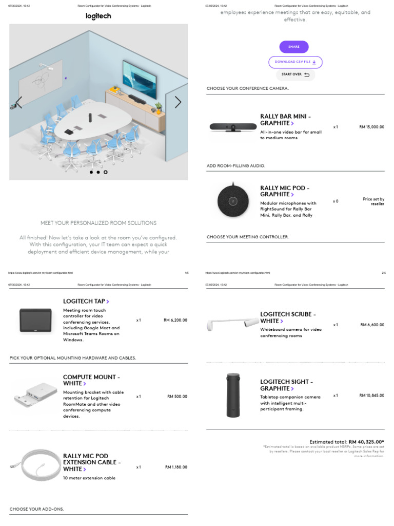 Logitech Room Configurator Guide | PDF | Videotelephony | Computing