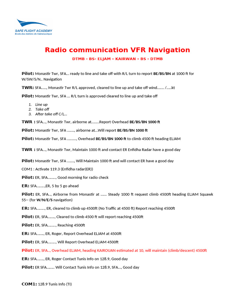 VFR Navigation Radio Communication | PDF | Aviation Safety | Air ...