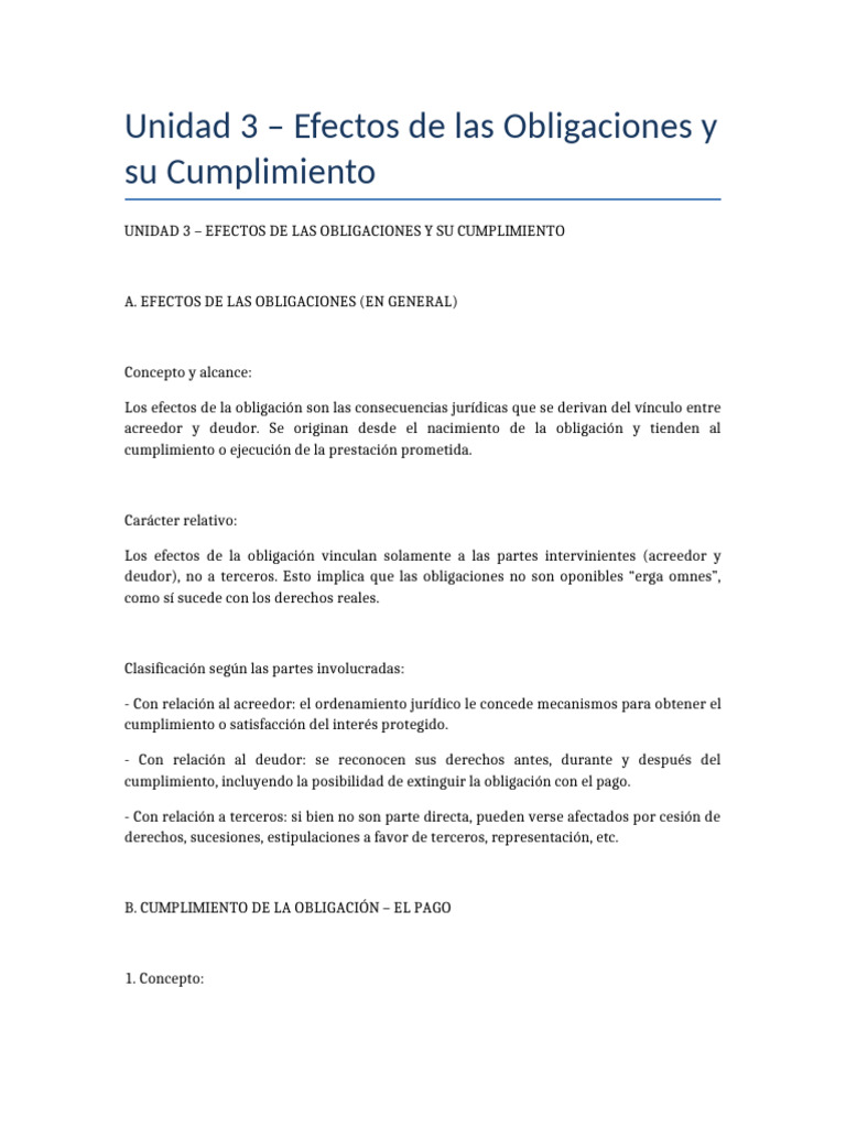 Efectos y Cumplimiento de Obligaciones | PDF | Pagos