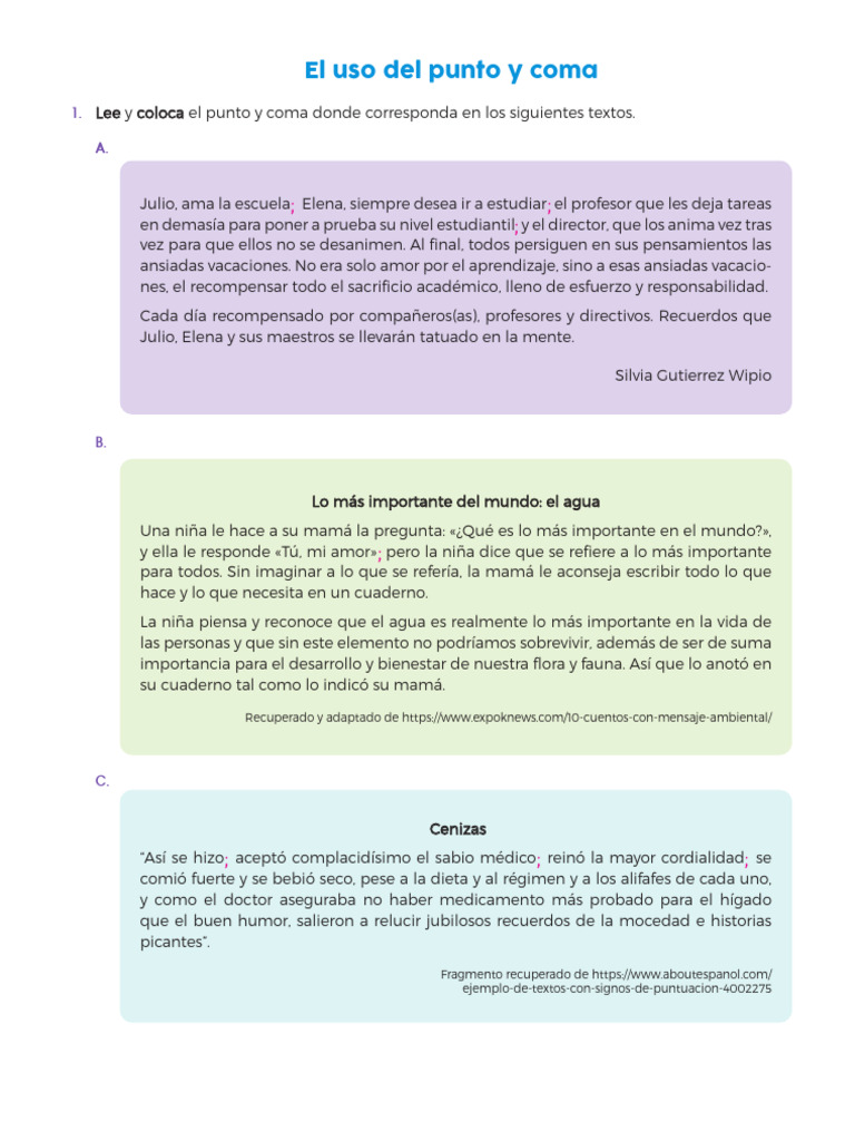 Uso correcto del punto y coma en textos | PDF | Amor