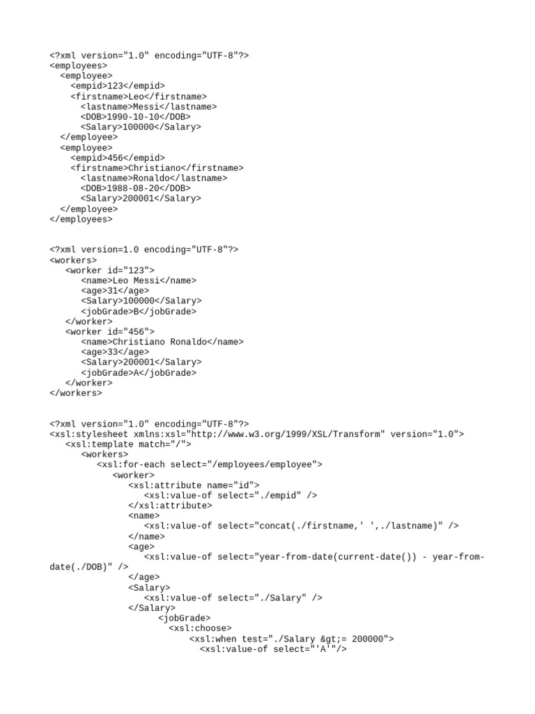 Employee Data Transformation XSLT | PDF