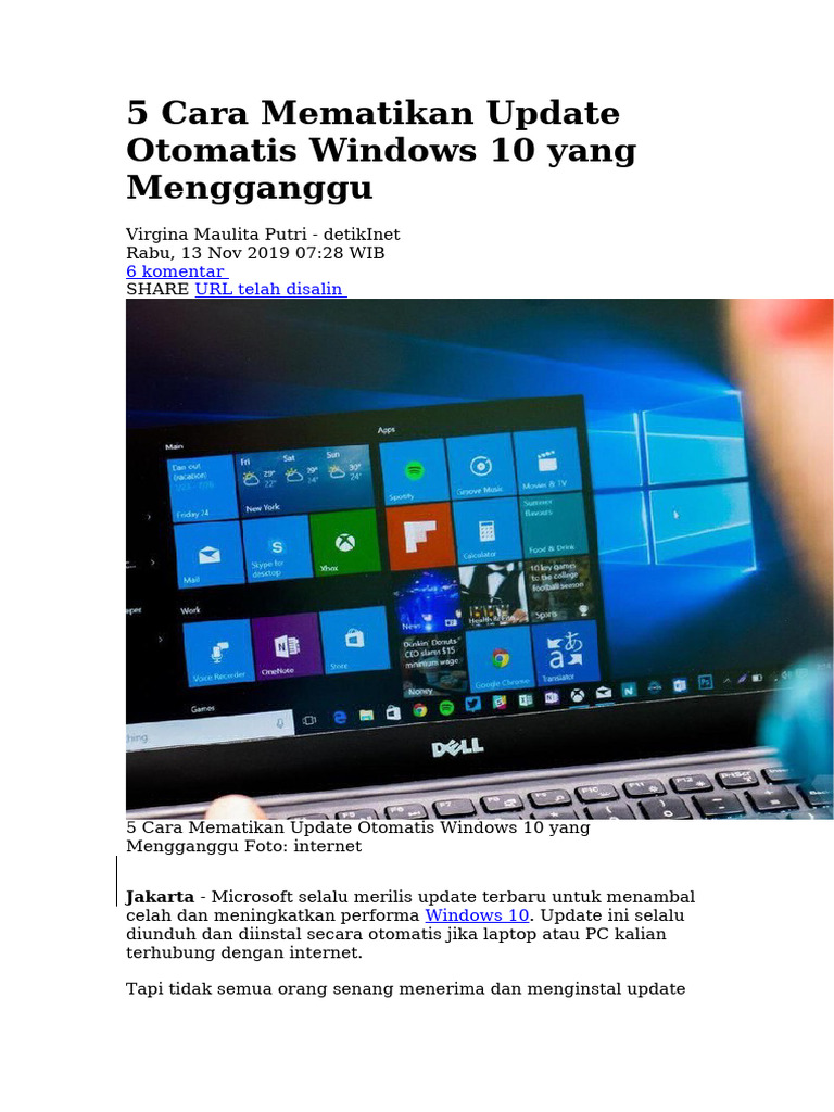 Cara Mematikan Update Otomatis Windows 10 | PDF