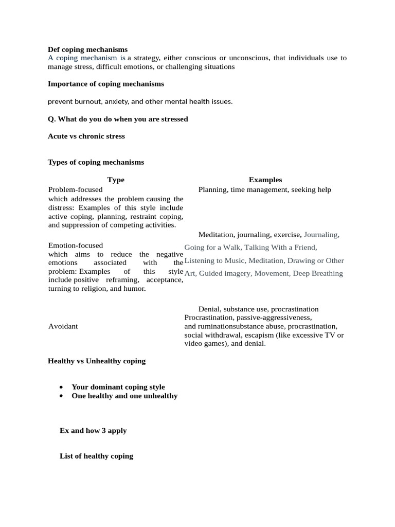 Understanding Coping Mechanisms | PDF