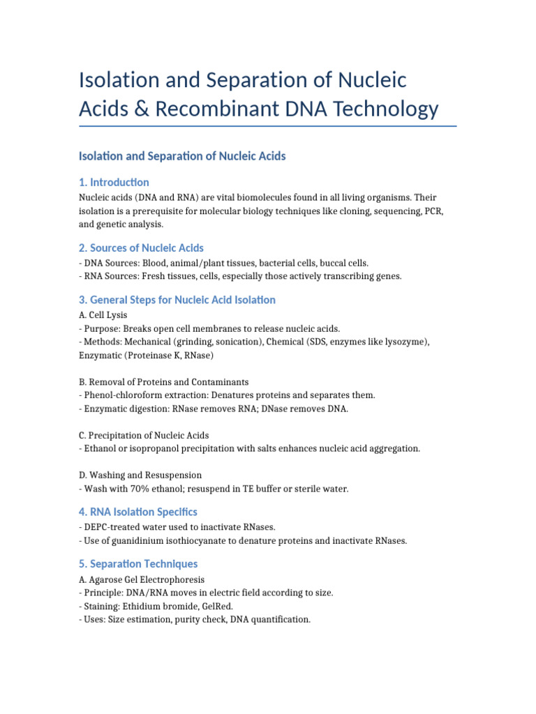 Nucleic Acid Isolation & rDNA Techniques | PDF | Recombinant Dna ...