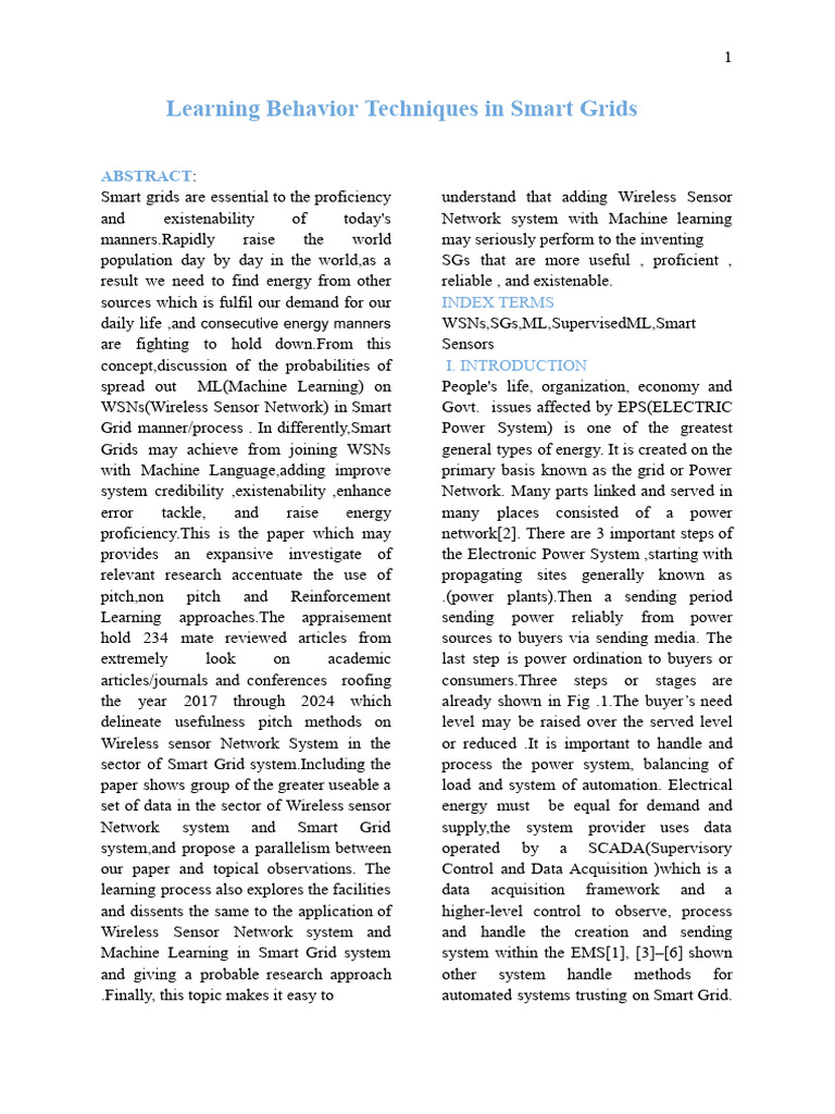 Machine Learning in Smart Grids | PDF | Smart Grid | Wireless Sensor ...