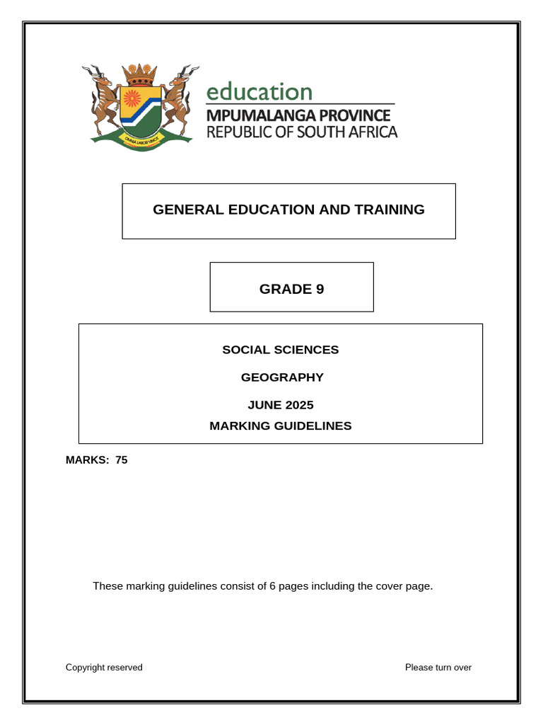 Grade 9 Geography Marking Guidelines | PDF | Sustainability | Exports