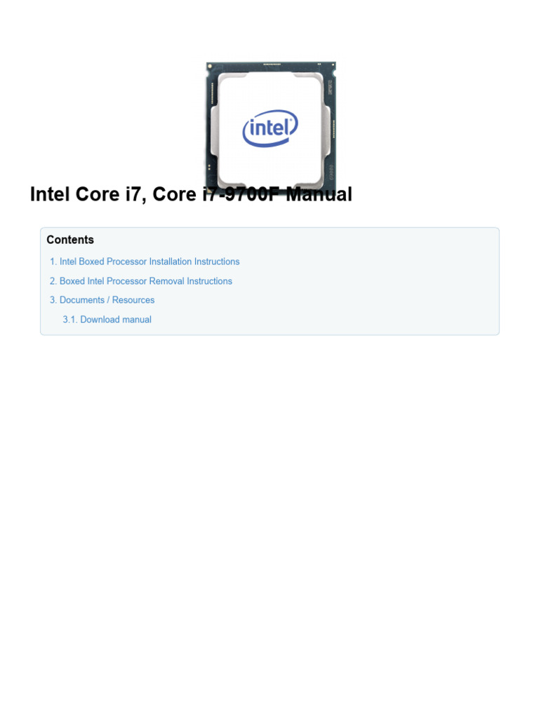 Intel Core I7, Core I7-9700f Manual - ManualsLib | PDF | Intel ...