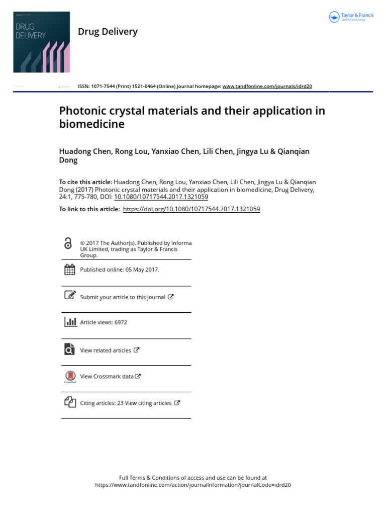 Photonic Crystals in Biomedicine | PDF | Biosensor | Physical Sciences