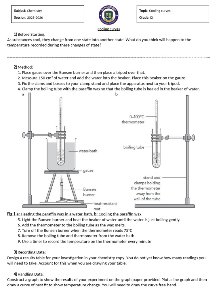 Cooling Curves of Paraffin Wax Experiment | PDF | Thermometer | Water