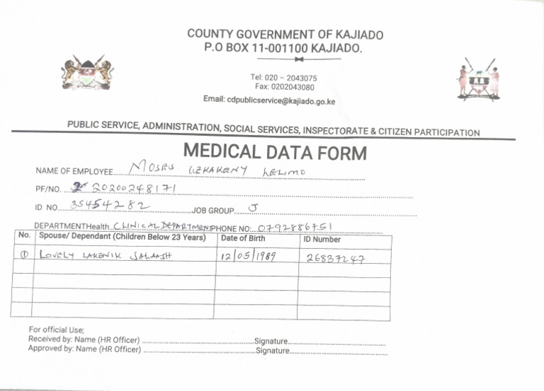 Medical Form 1 | PDF