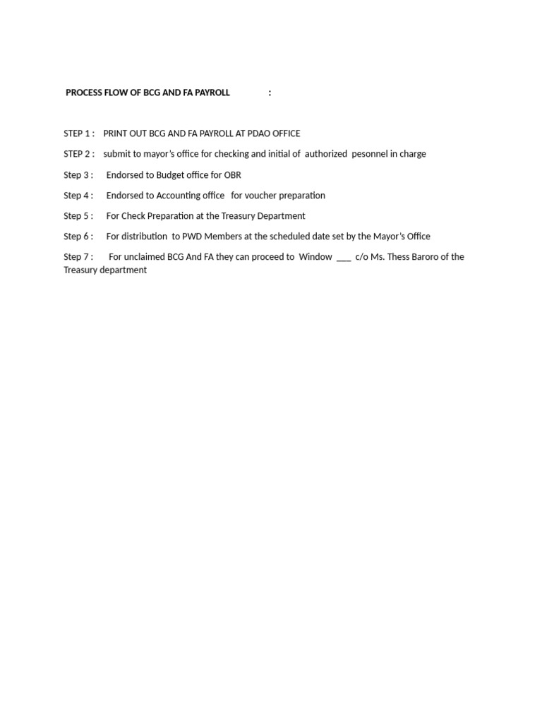 Process Flow of BCG and Fa Payroll | PDF