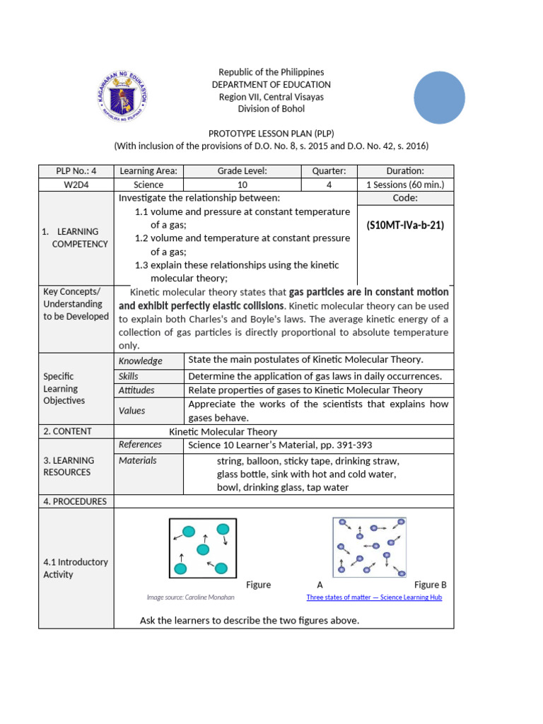 Kinetic Molecular Theory Lesson Plan | PDF | Gases | Temperature