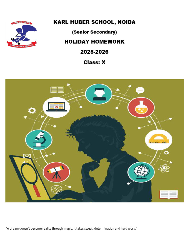 Class X Holiday Homework 2025-2026 | PDF | Polynomial | Quadratic Equation
