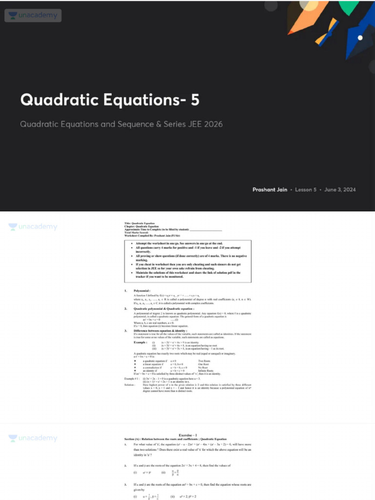Quadratic Equations 5 No Anno | PDF