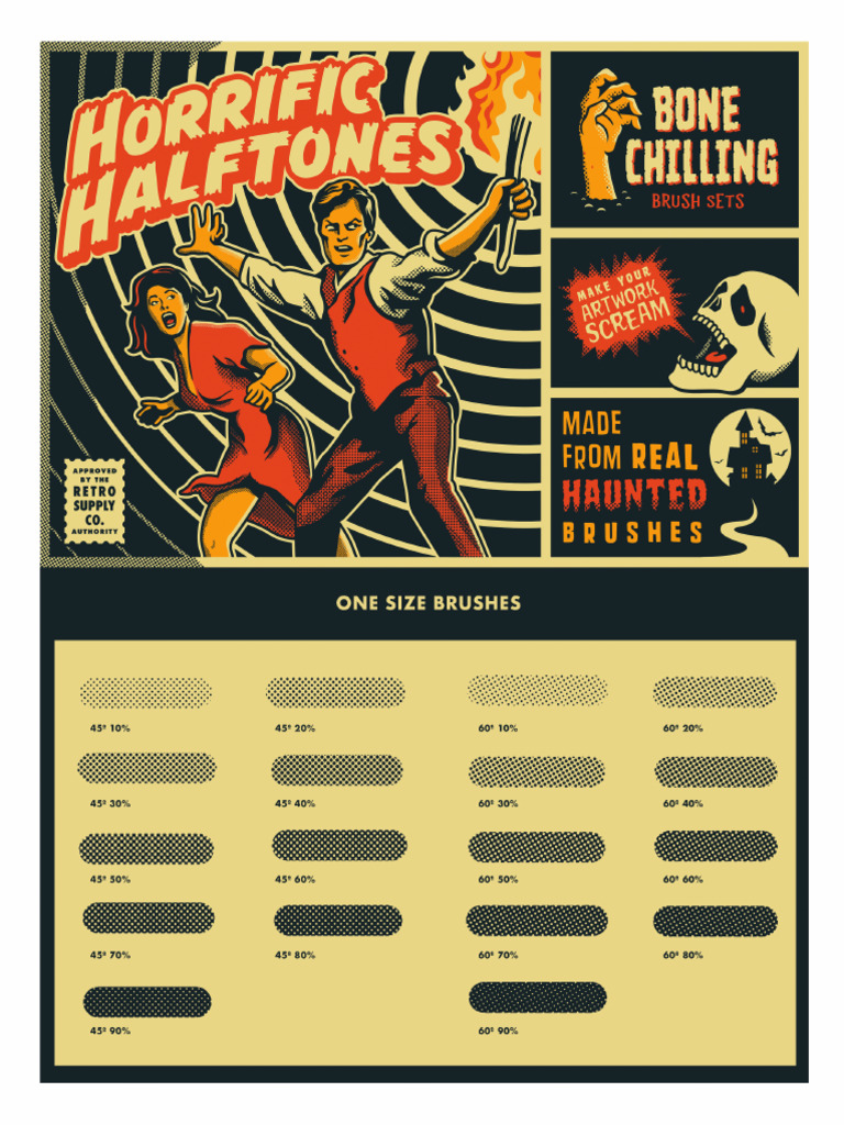 Horrific Halftones Printable Reference Sheet One Size Brushes | PDF