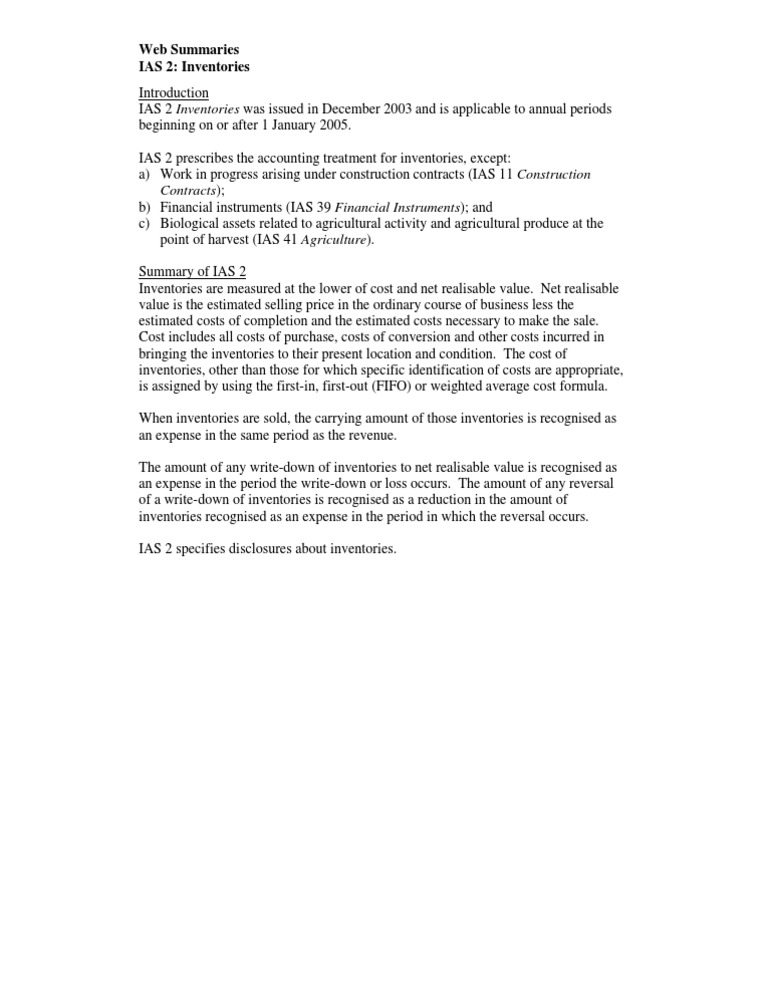 IAS 2 Inventories: Accounting Guidelines | PDF