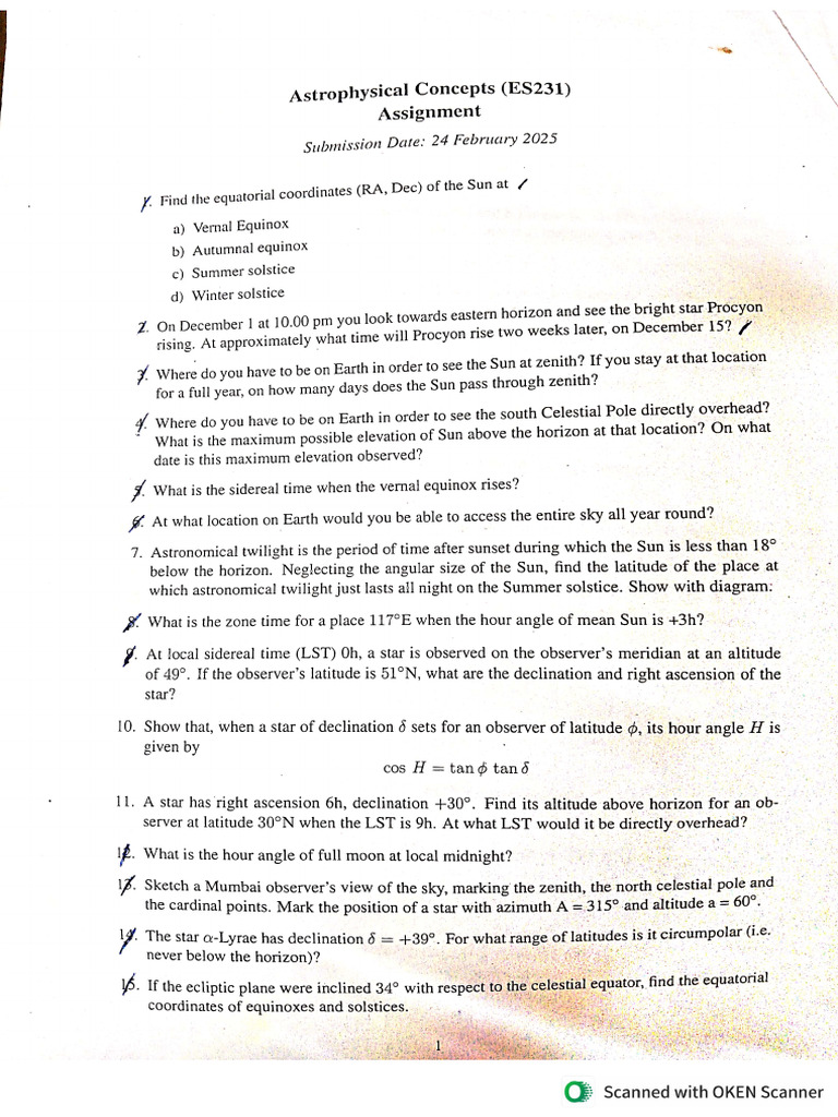 Astro Assignment 2 | PDF